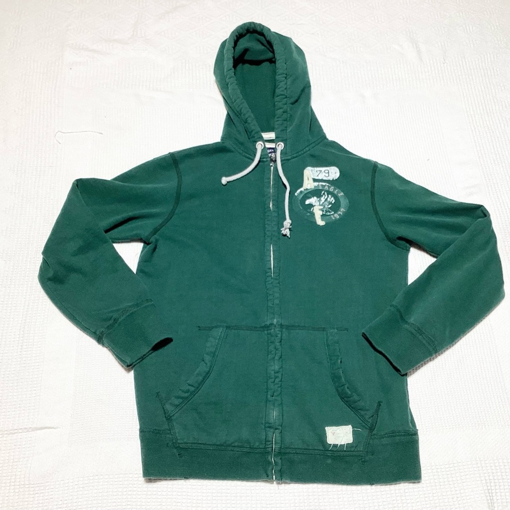 American Eagle Outfitters Size L Tall LT Green Hooded Sweatshirt Hoodie